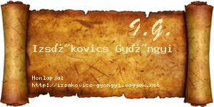 Izsákovics Gyöngyi névjegykártya